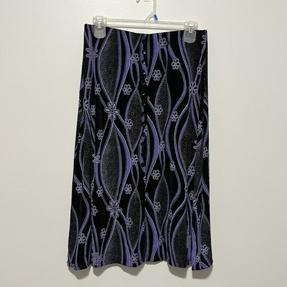 Briggs Womens Y2K Whimsigoth Midi Skirt Size MP Black Purple Dark Floral Witchy - Picture 1 of 10
